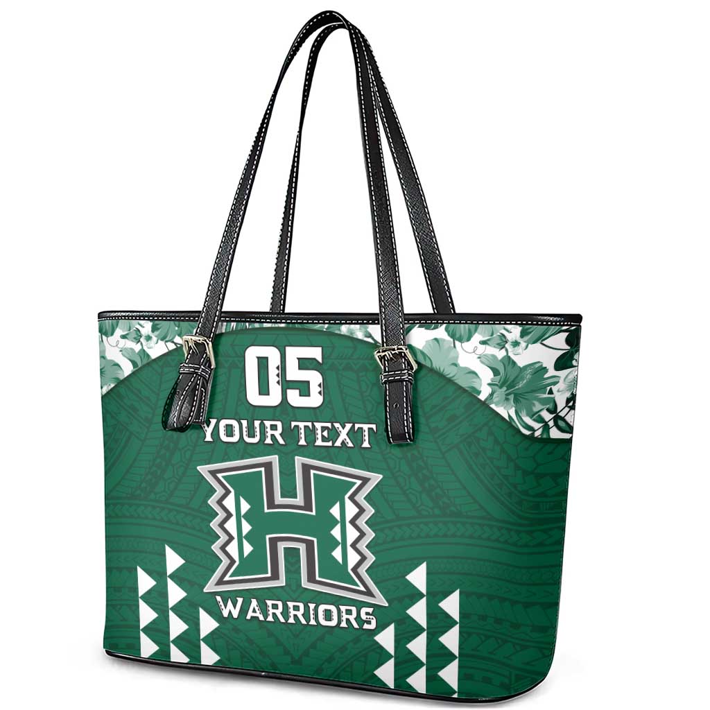 Custom Hawaii Football Leather Tote Bag Rainbow Warriors Tropical Vibes LT05 - Polynesian Pride