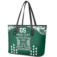 Custom Hawaii Football Leather Tote Bag Rainbow Warriors Tropical Vibes LT05 - Polynesian Pride
