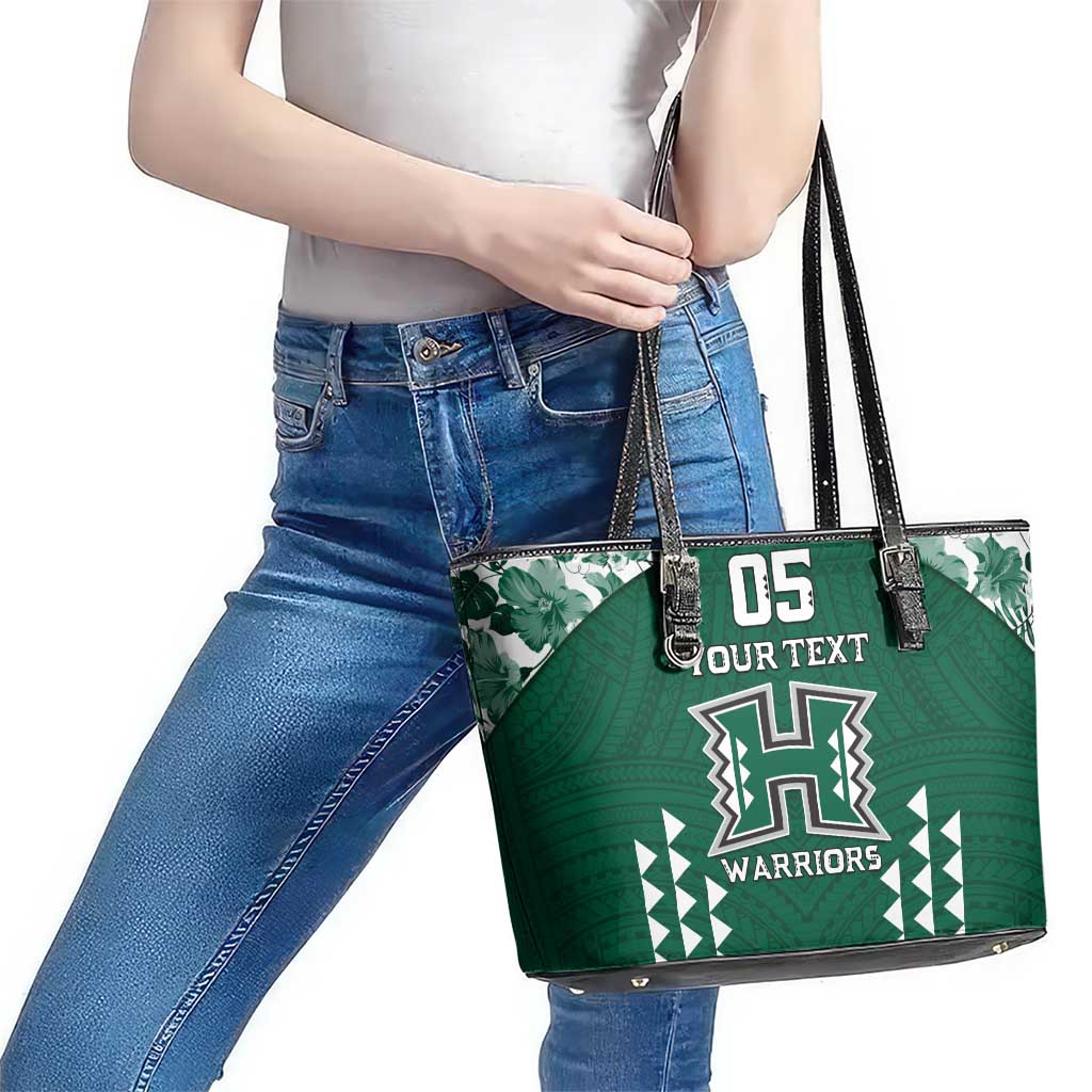 Custom Hawaii Football Leather Tote Bag Rainbow Warriors Tropical Vibes LT05 - Polynesian Pride