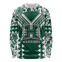 Custom Hawaii Football Long Sleeve Shirt Rainbow Warriors Tropical Vibes LT05 Unisex Green - Polynesian Pride