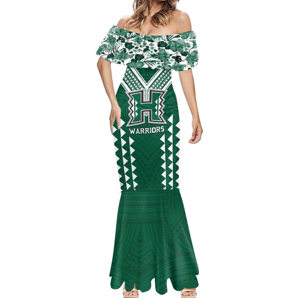 Custom Hawaii Football Mermaid Dress Rainbow Warriors Tropical Vibes LT05 - Polynesian Pride