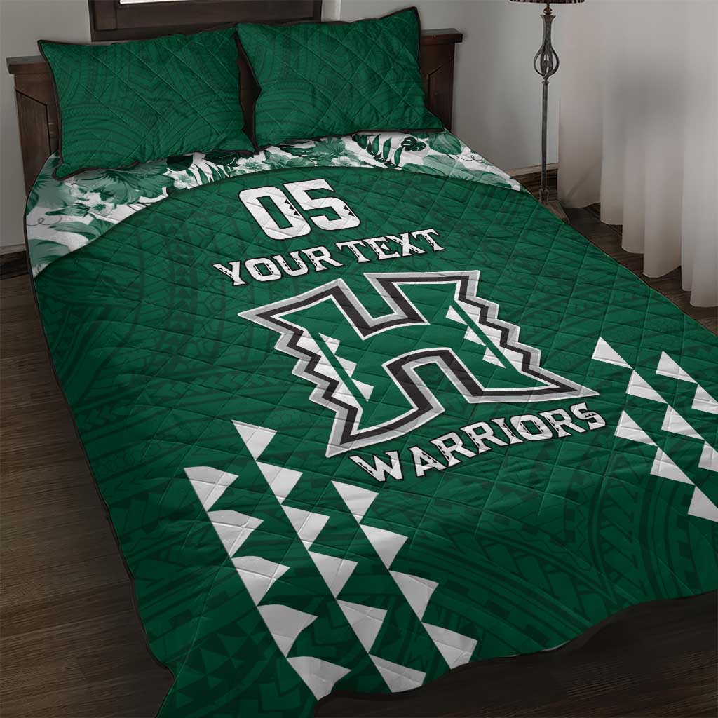 Custom Hawaii Football Quilt Bed Set Rainbow Warriors Tropical Vibes LT05 Green - Polynesian Pride