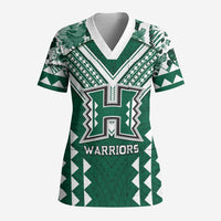 Custom Hawaii Football Scrub Top Rainbow Warriors Tropical Vibes LT05 Adult Green - Polynesian Pride
