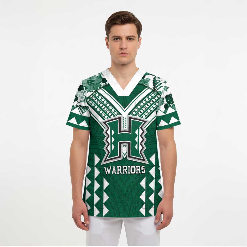 Custom Hawaii Football Scrub Top Rainbow Warriors Tropical Vibes LT05 - Polynesian Pride
