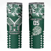Custom Hawaii Football Skinny Tumbler Rainbow Warriors Tropical Vibes LT05 Green - Polynesian Pride
