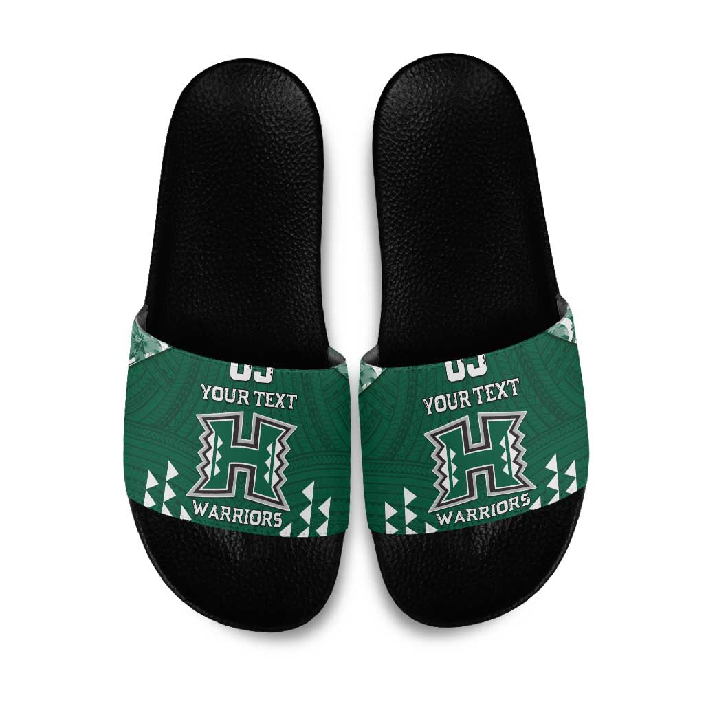 Custom Hawaii Football Slide Sandals Rainbow Warriors Tropical Vibes LT05 Green - Polynesian Pride