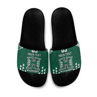 Custom Hawaii Football Slide Sandals Rainbow Warriors Tropical Vibes LT05 Green - Polynesian Pride