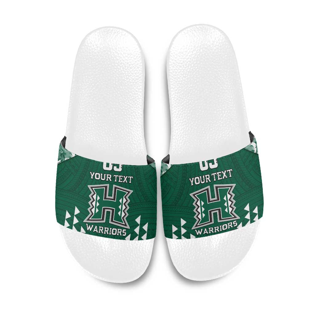 Custom Hawaii Football Slide Sandals Rainbow Warriors Tropical Vibes LT05 Green - Polynesian Pride