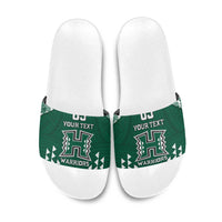 Custom Hawaii Football Slide Sandals Rainbow Warriors Tropical Vibes LT05 Green - Polynesian Pride