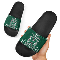 Custom Hawaii Football Slide Sandals Rainbow Warriors Tropical Vibes LT05 - Polynesian Pride