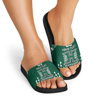 Custom Hawaii Football Slide Sandals Rainbow Warriors Tropical Vibes LT05 - Polynesian Pride
