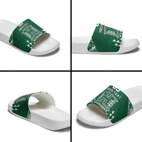 Custom Hawaii Football Slide Sandals Rainbow Warriors Tropical Vibes LT05 - Polynesian Pride
