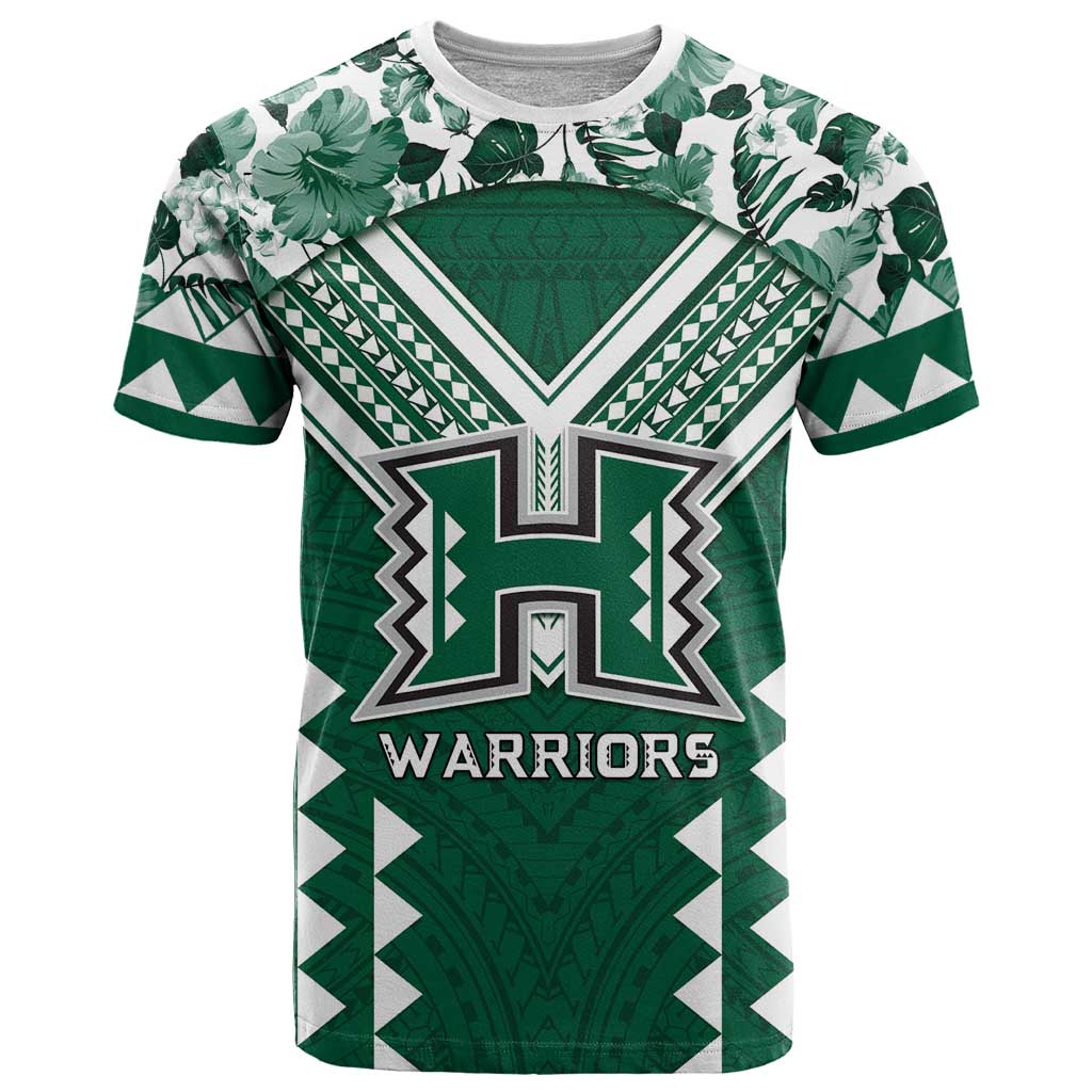 Custom Hawaii Football T Shirt Rainbow Warriors Tropical Vibes LT05 Green - Polynesian Pride