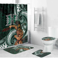 Hawaii Ikaika Warrior Football Bathroom Set Polynesian Tribal Tattoo LT05 Bathroom Set (4 pcs) Black - Polynesian Pride