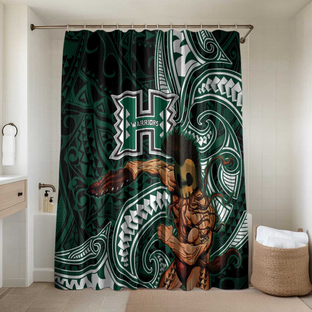Hawaii Ikaika Warrior Football Bathroom Set Polynesian Tribal Tattoo LT05 Shower Curtain Only Black - Polynesian Pride