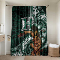 Hawaii Ikaika Warrior Football Bathroom Set Polynesian Tribal Tattoo LT05 Shower Curtain Only Black - Polynesian Pride