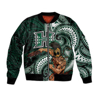 Hawaii Ikaika Warrior Football Bomber Jacket Polynesian Tribal Tattoo LT05 Unisex Black - Polynesian Pride
