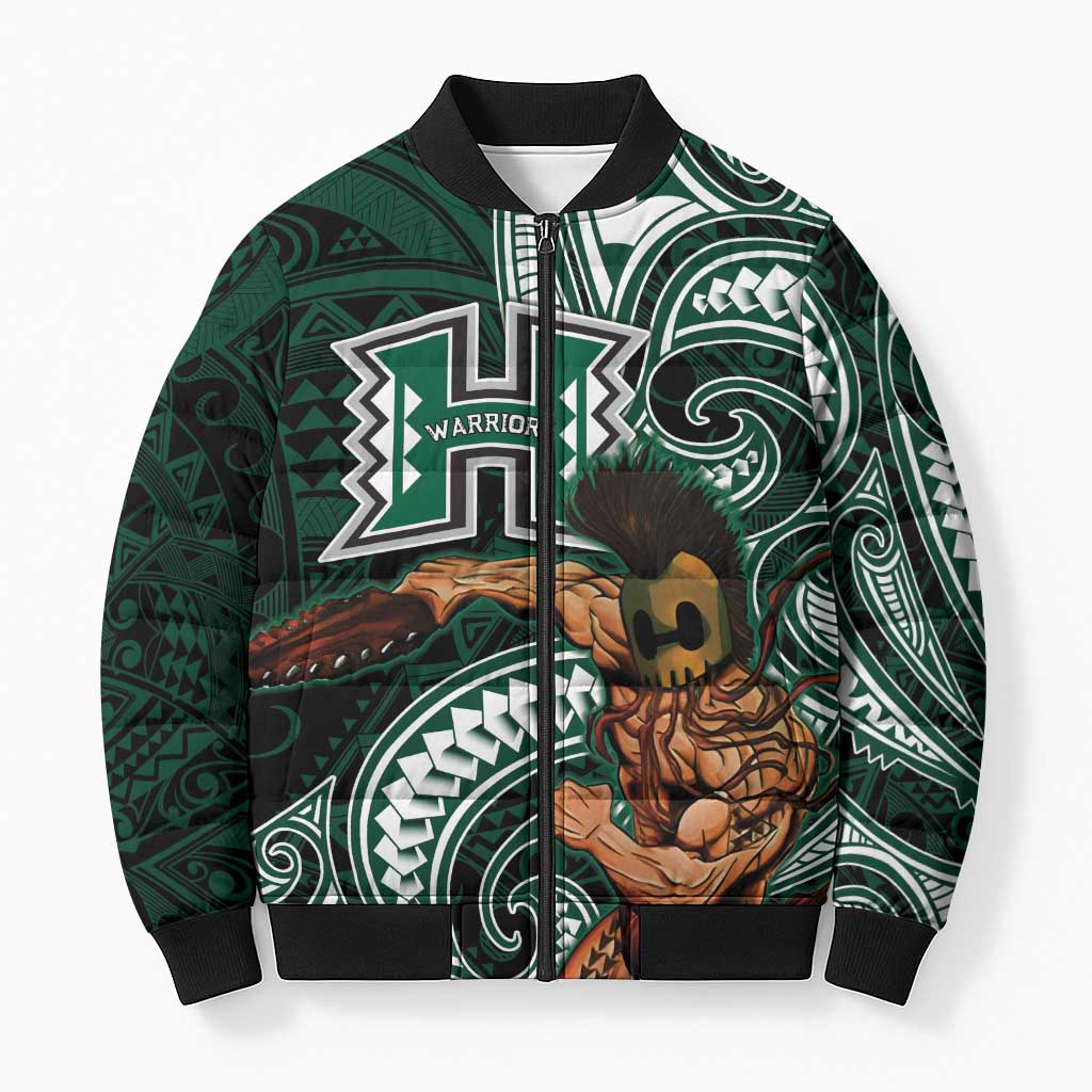Hawaii Ikaika Warrior Football Bomber Puffer Jacket Polynesian Tribal Tattoo LT05 Unisex Black - Polynesian Pride