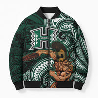 Hawaii Ikaika Warrior Football Bomber Puffer Jacket Polynesian Tribal Tattoo LT05 Unisex Black - Polynesian Pride