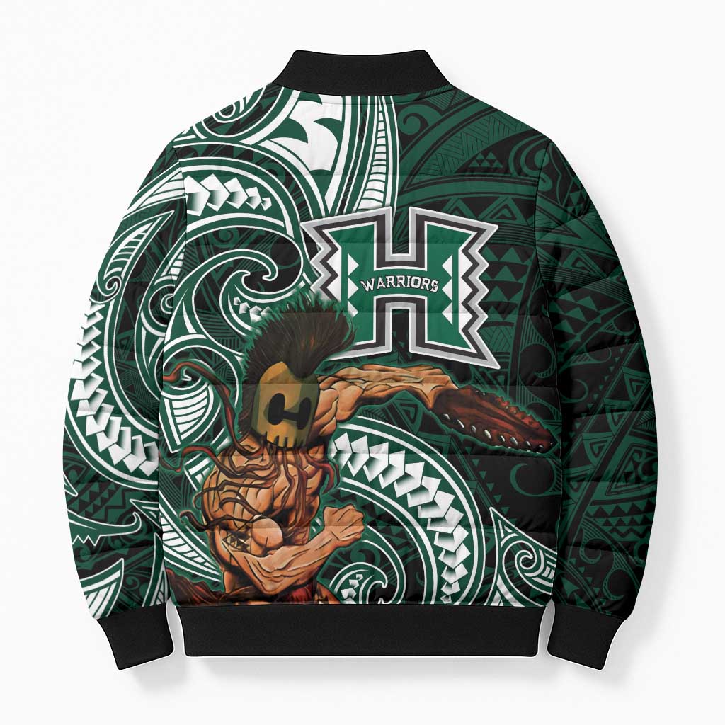 Hawaii Ikaika Warrior Football Bomber Puffer Jacket Polynesian Tribal Tattoo LT05 - Polynesian Pride