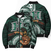 Hawaii Ikaika Warrior Football Bomber Puffer Jacket Polynesian Tribal Tattoo LT05 - Polynesian Pride