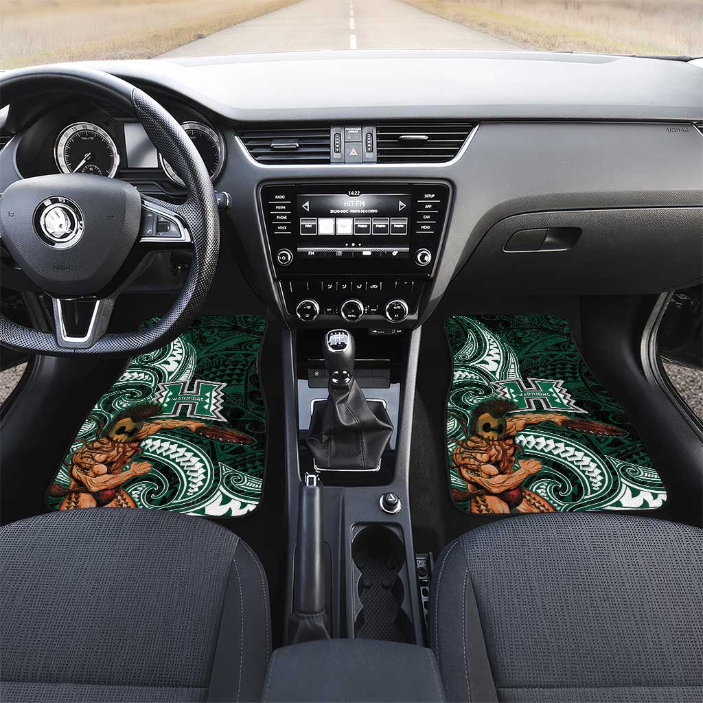 Hawaii Ikaika Warrior Football Car Mats Polynesian Tribal Tattoo LT05 Set 2pcs - Front Black - Polynesian Pride