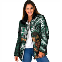 Hawaii Ikaika Warrior Football Padded Jacket Polynesian Tribal Tattoo LT05 Women Black - Polynesian Pride