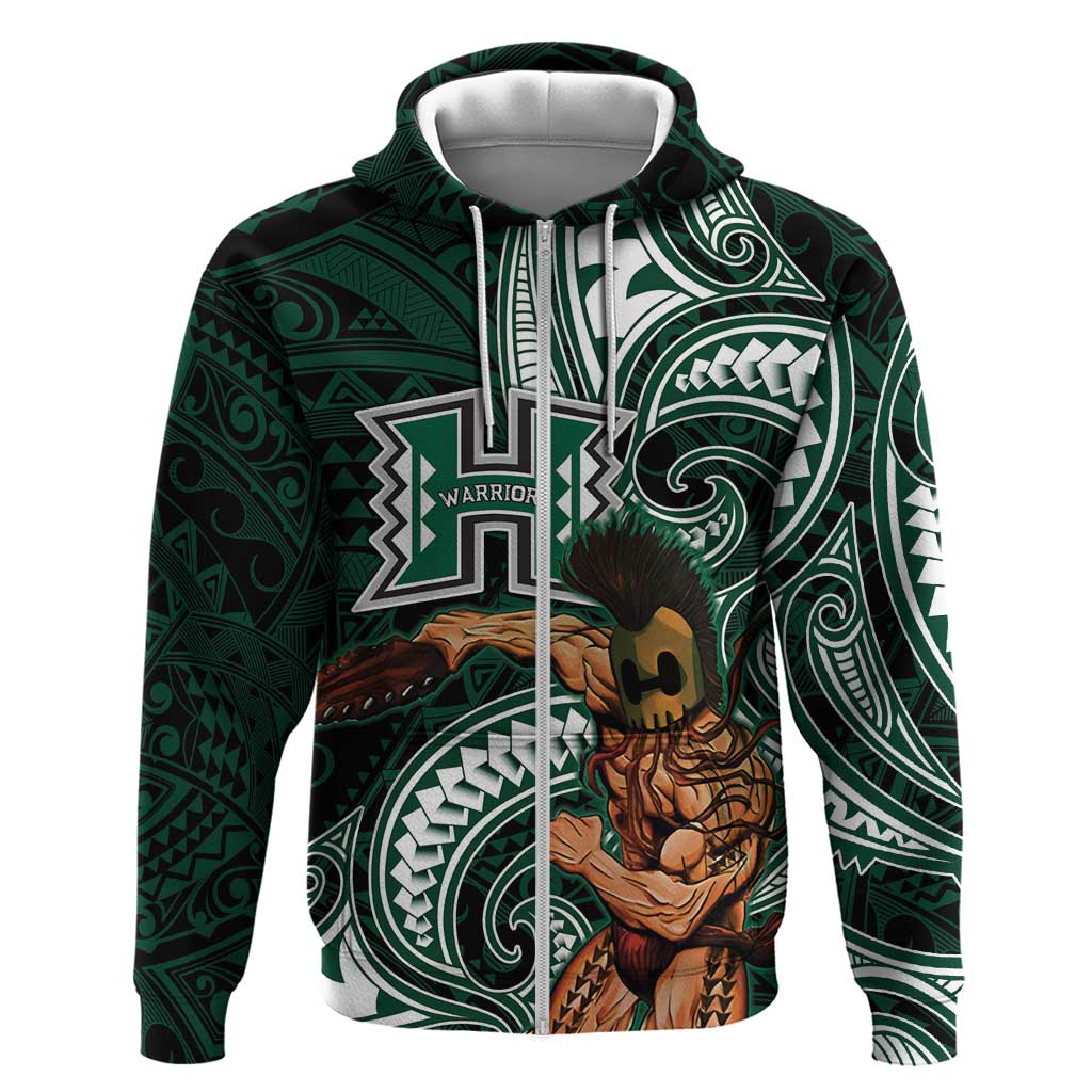 Hawaii Ikaika Warrior Football Zip Hoodie Polynesian Tribal Tattoo LT05 Zip Hoodie Black - Polynesian Pride