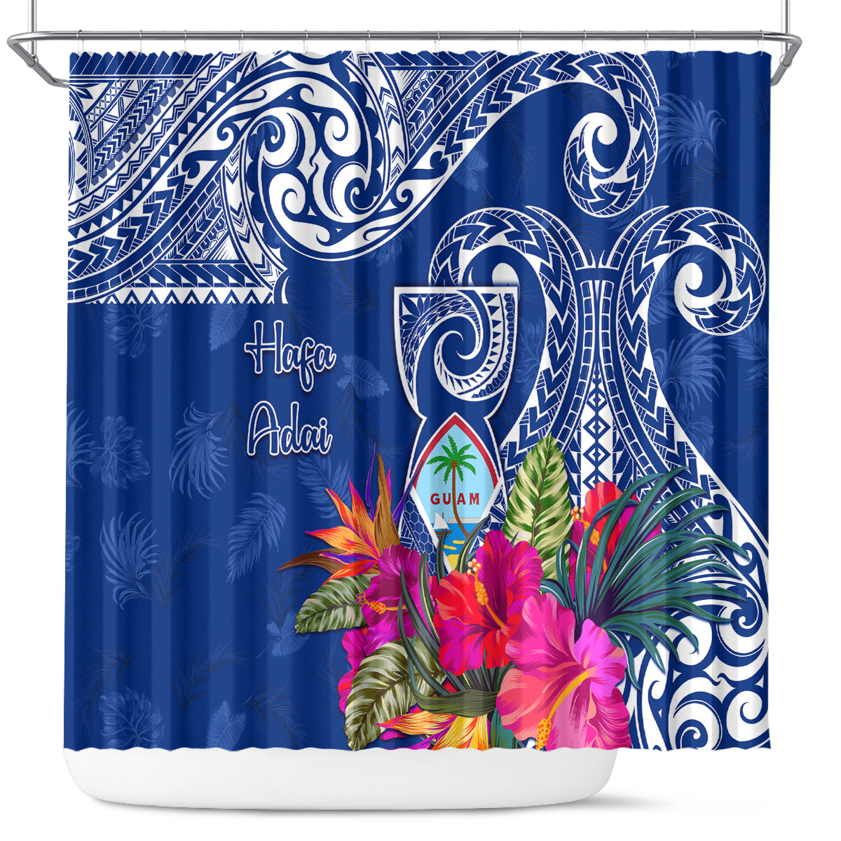 Hafa Adai Guam History and Chamorro Heritage Day Shower Curtain Blue Latte Stone LT05 Blue - Polynesian Pride