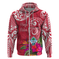 Personalised Hafa Adai Guam History and Chamorro Heritage Day Hoodie Red Latte Stone LT05 Zip Hoodie Red - Polynesian Pride