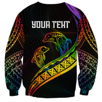 Personalised LGBT History Month Sweatshirt Proud And Happy Polynesian Dolphin LT05 - Polynesian Pride