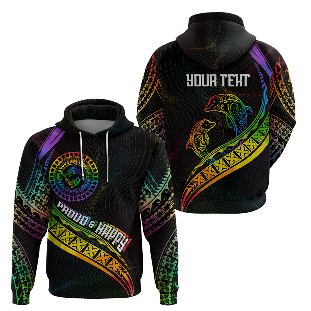 Personalised LGBT History Month Zip Hoodie Proud And Happy Polynesian Dolphin LT05 - Polynesian Pride