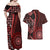 New Zealand Aotearoa Couples Matching Off Shoulder Maxi Dress and Hawaiian Shirt Maori Harakeke Weaving Pattern Red LT05 - Polynesian Pride