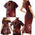 New Zealand Aotearoa Family Matching Short Sleeve Bodycon Dress and Hawaiian Shirt Maori Harakeke Weaving Pattern Red LT05 - Polynesian Pride