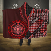 New Zealand Aotearoa Hooded Blanket Maori Harakeke Weaving Pattern Red LT05 One Size Red - Polynesian Pride