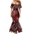 New Zealand Aotearoa Mermaid Dress Maori Harakeke Weaving Pattern Red LT05 - Polynesian Pride