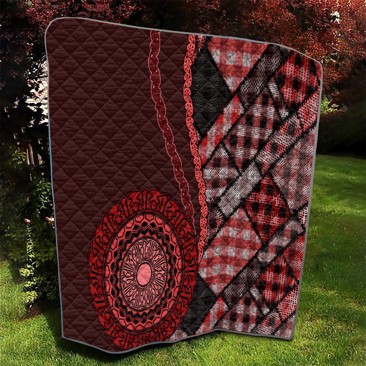 New Zealand Aotearoa Quilt Maori Harakeke Weaving Pattern Red LT05 - Polynesian Pride