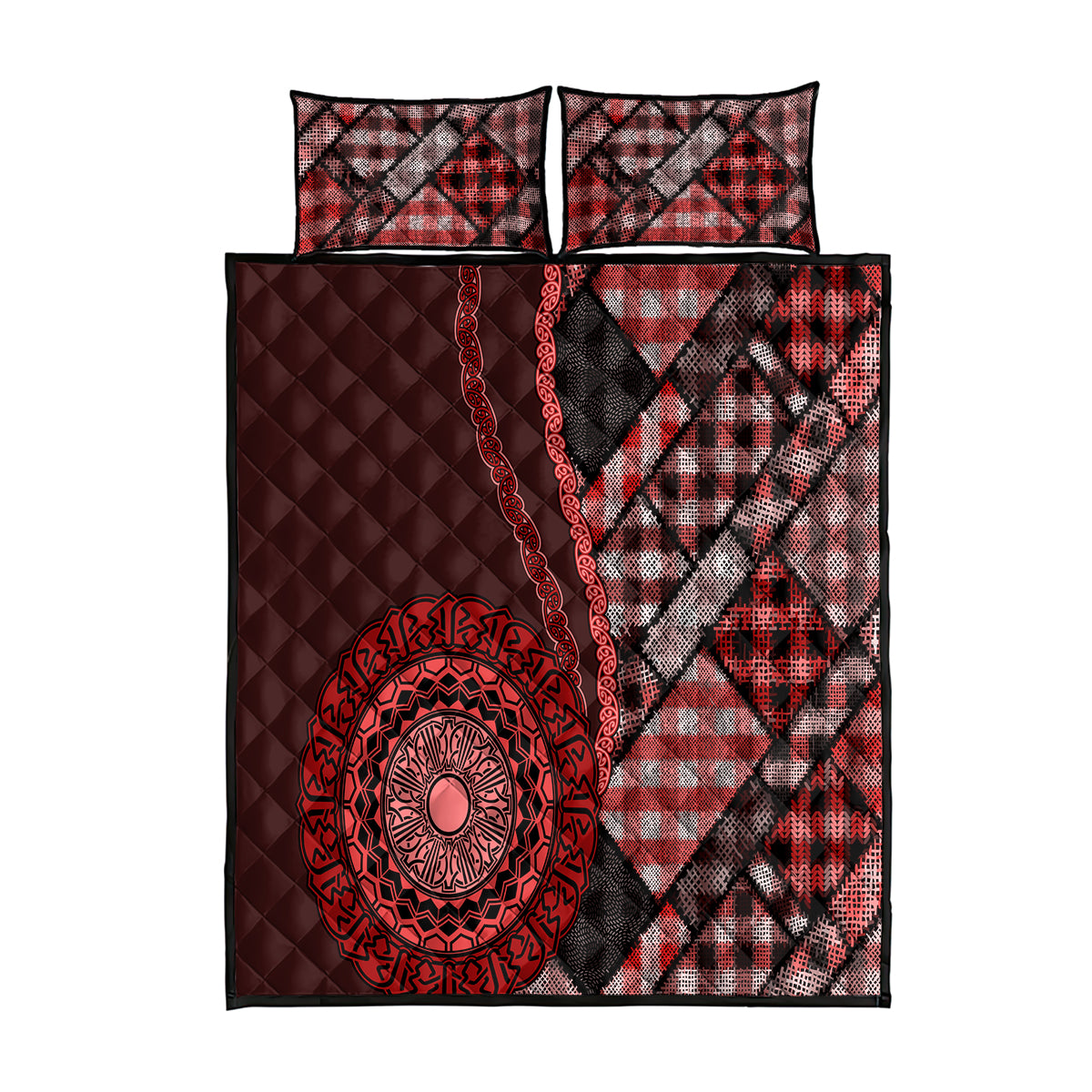 New Zealand Aotearoa Quilt Bed Set Maori Harakeke Weaving Pattern Red LT05 Red - Polynesian Pride