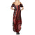 New Zealand Aotearoa Summer Maxi Dress Maori Harakeke Weaving Pattern Red LT05 - Polynesian Pride