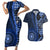 New Zealand Aotearoa Couples Matching Short Sleeve Bodycon Dress and Hawaiian Shirt Maori Harakeke Weaving Pattern Blue LT05 Blue - Polynesian Pride