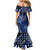 New Zealand Aotearoa Mermaid Dress Maori Harakeke Weaving Pattern Blue LT05 - Polynesian Pride