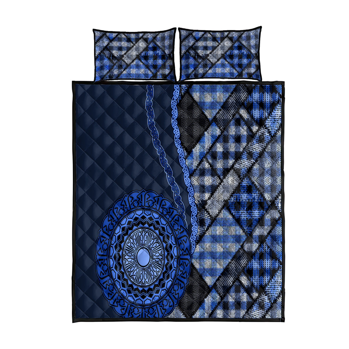 New Zealand Aotearoa Quilt Bed Set Maori Harakeke Weaving Pattern Blue LT05 Blue - Polynesian Pride