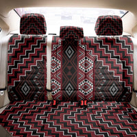 New Zealand Aotearoa Back Car Seat Cover Red Poutama With Taniko Pattern LT05 - Polynesian Pride