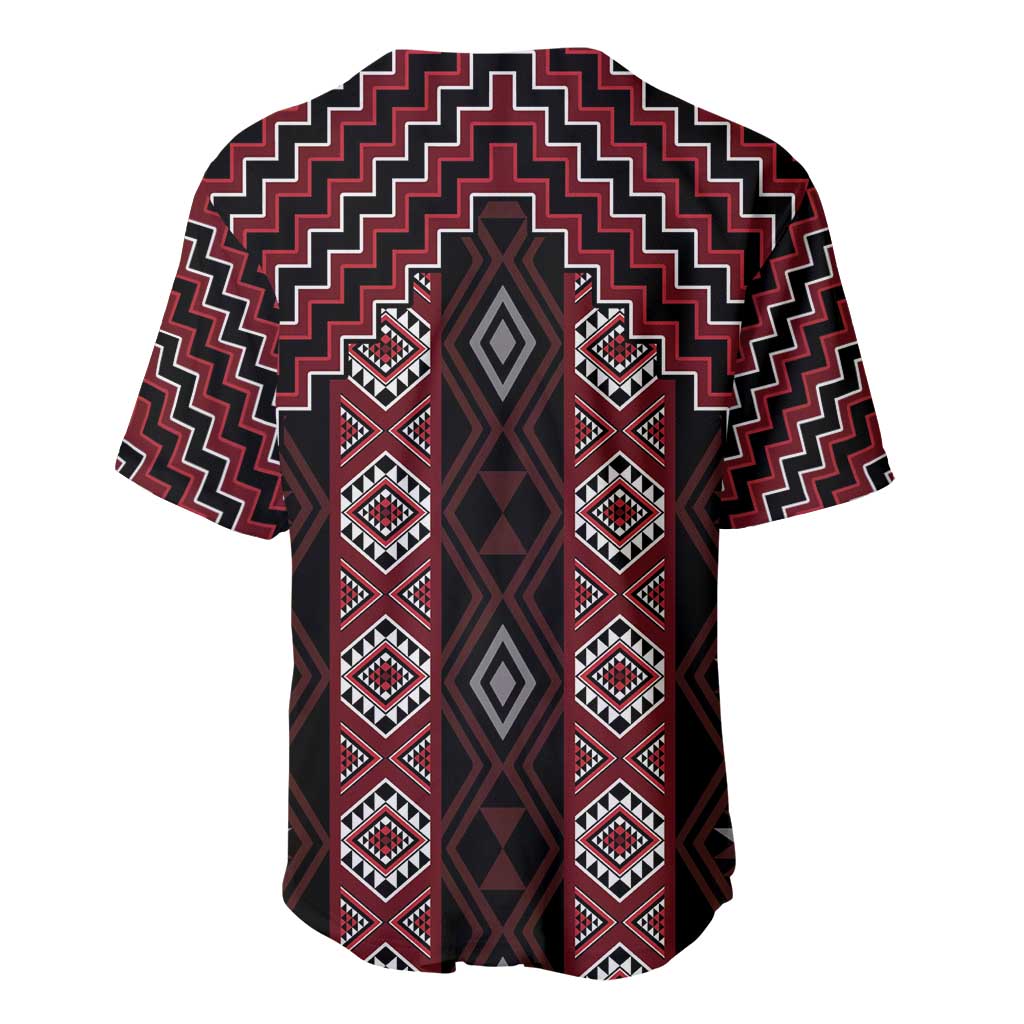New Zealand Aotearoa Baseball Jersey Red Poutama With Taniko Pattern LT05 - Polynesian Pride