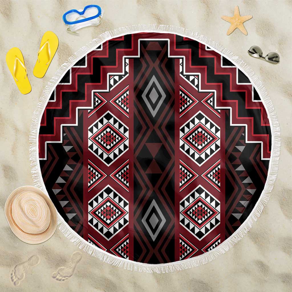 New Zealand Aotearoa Beach Blanket Red Poutama With Taniko Pattern LT05