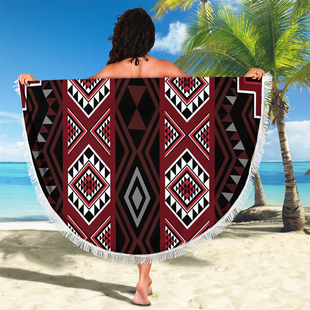 New Zealand Aotearoa Beach Blanket Red Poutama With Taniko Pattern LT05 - Polynesian Pride
