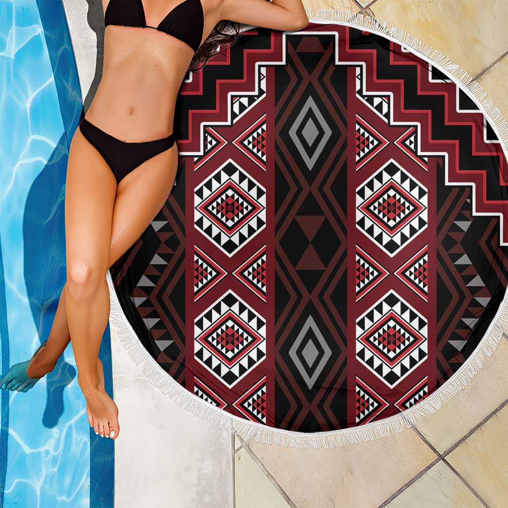 New Zealand Aotearoa Beach Blanket Red Poutama With Taniko Pattern LT05 - Polynesian Pride