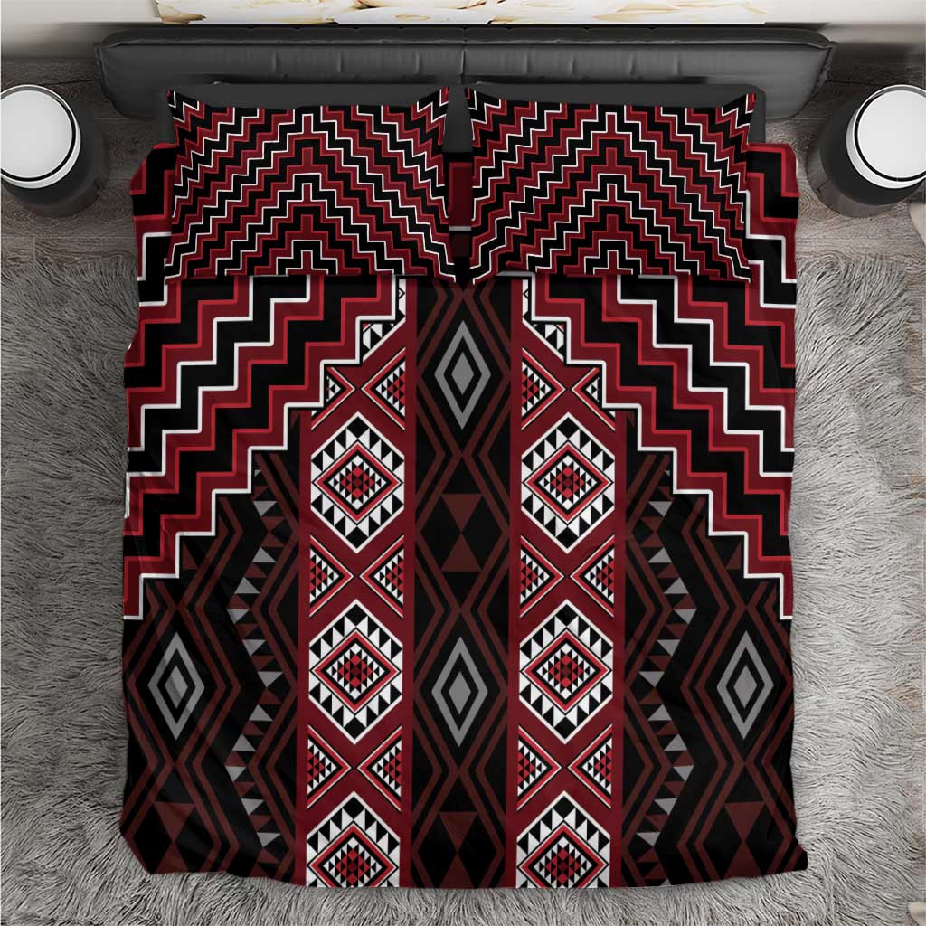 New Zealand Aotearoa Bedding Set Red Poutama With Taniko Pattern LT05 Red - Polynesian Pride