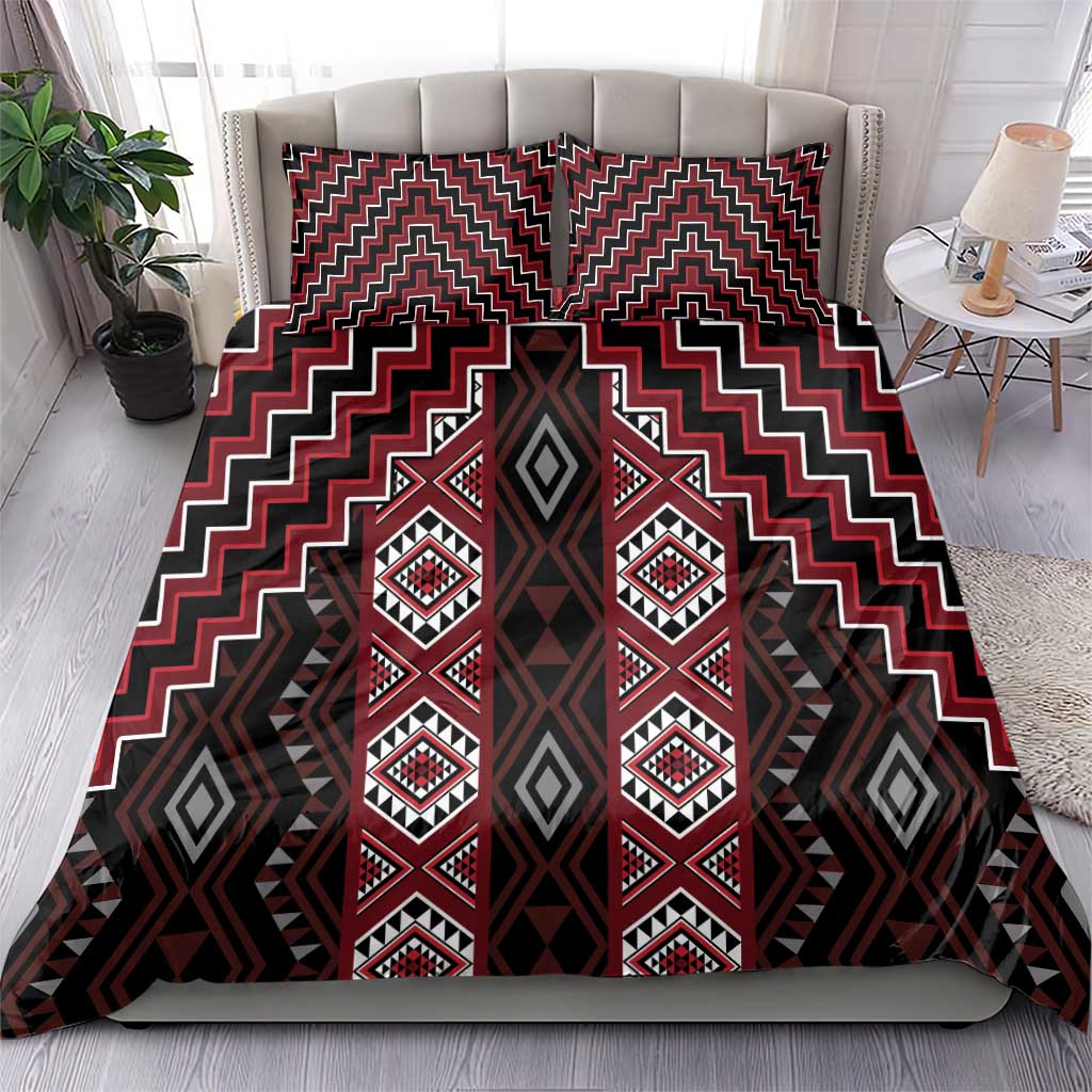 New Zealand Aotearoa Bedding Set Red Poutama With Taniko Pattern LT05 - Polynesian Pride