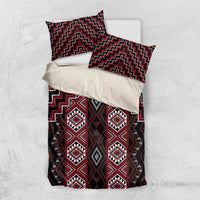 New Zealand Aotearoa Bedding Set Red Poutama With Taniko Pattern LT05 US Twin 172cm x 218cm Red - Polynesian Pride